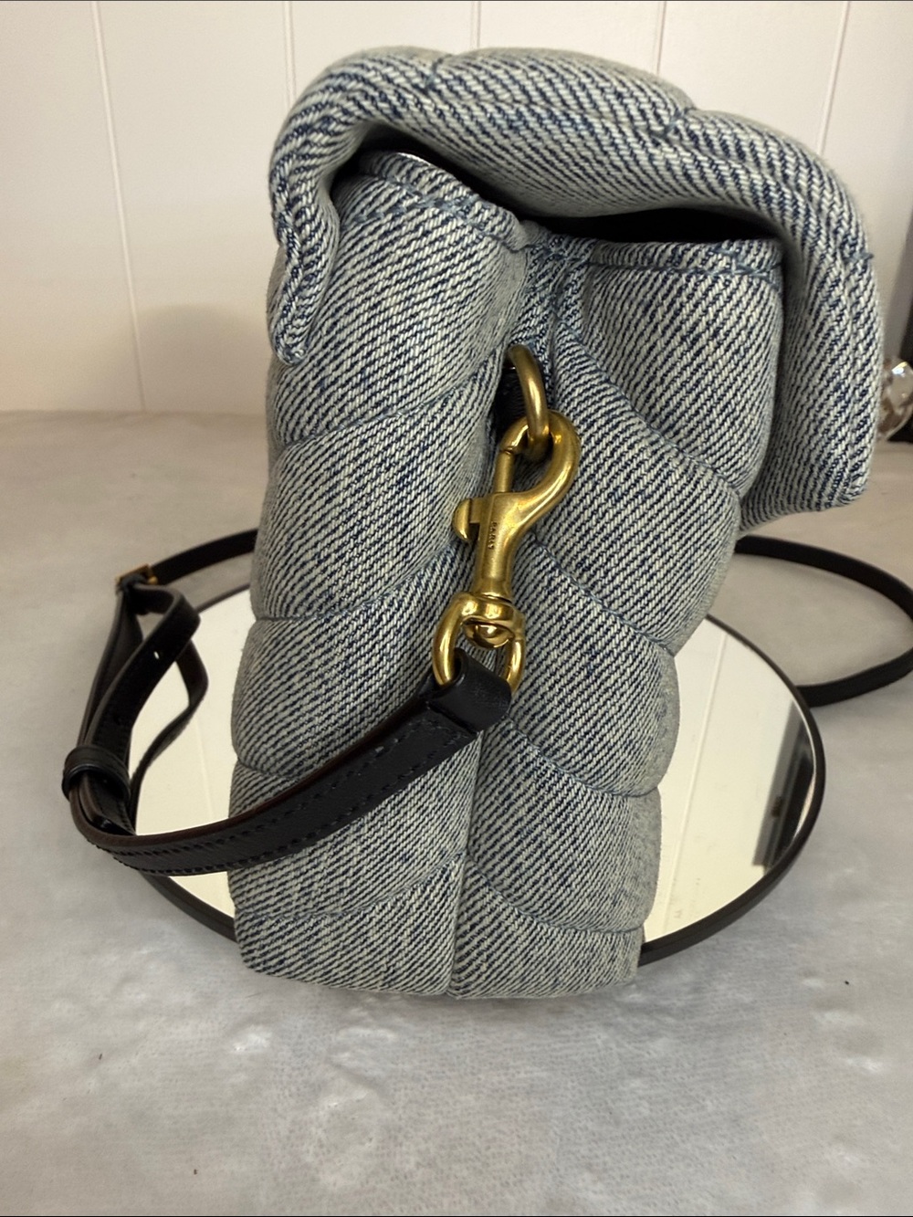 Saint Laurent Loulou Puffer Y Quilted Toy Blue Denim NWT Crossbody Italy COA - Picture 7 of 14